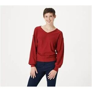NYDJ V-Neck Dolman Sleeve Sweater Lipstick 0X New